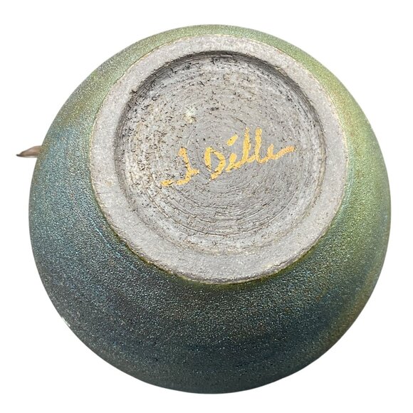 Handcrafted Raku Ceramic Vase With Beaded Feather Decor Signed Jeremy Diller 6"H - Picture 6 of 6